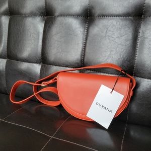 NWT Cuyana Blood Orange Half Moon Mini Bag Leather Shoulder Bag Purse